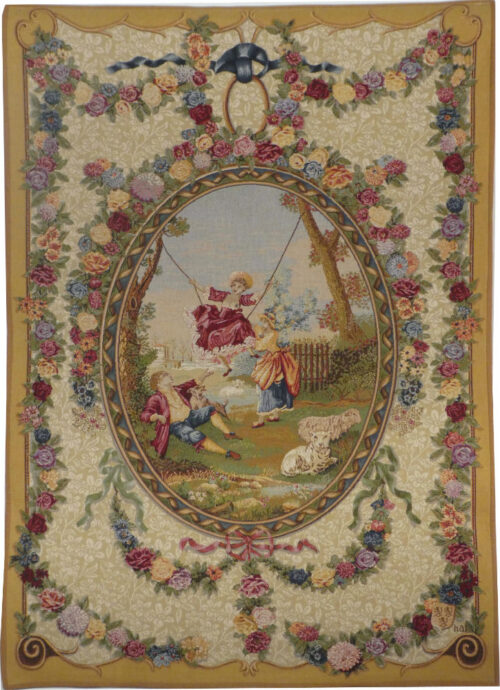 18th century Medallion tapestry - The Swing by Fragonard