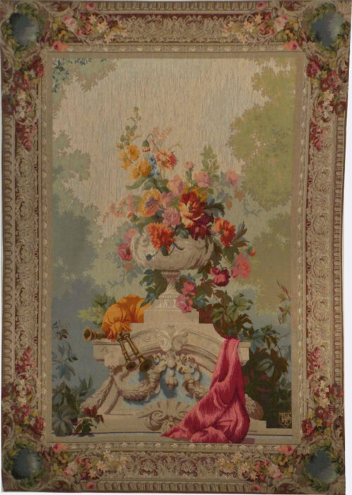 Bouquet with Bagpipe tapestry - 19th century Beauvais