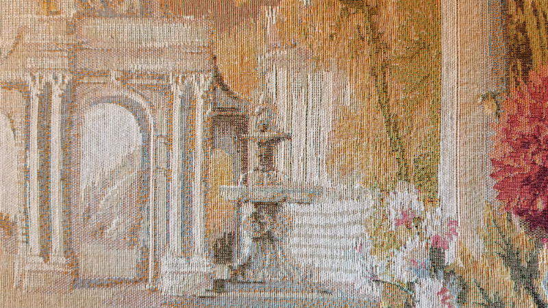 close-up detail of the Port de Toscane tapestry