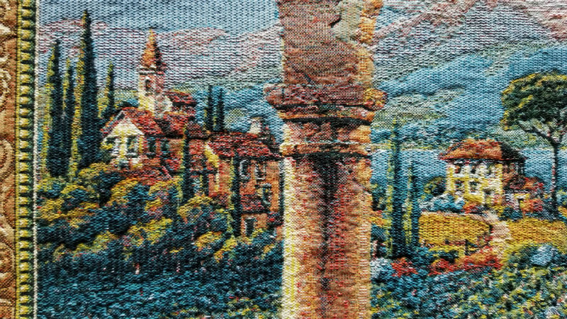 Detail of the Lakeside Vineyard tapestry