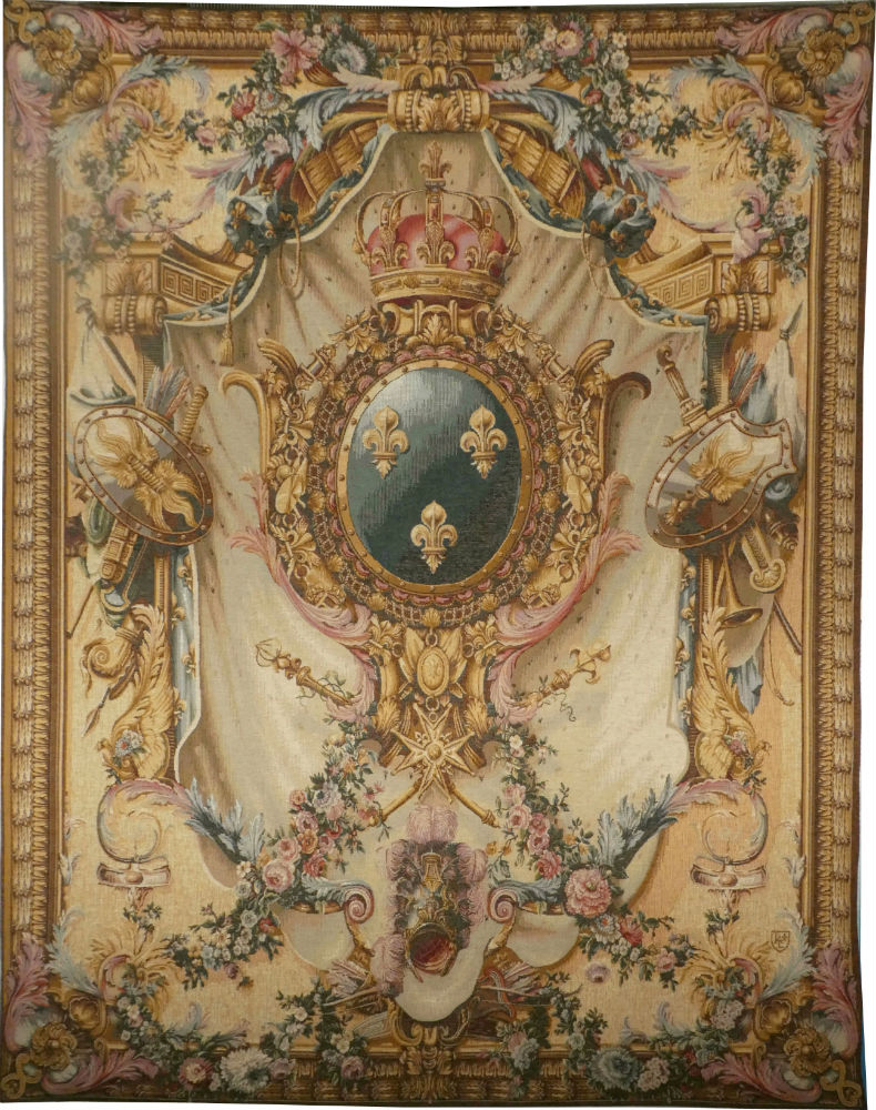 French Coat of Arms gold tapestry - Arms of France gobelins