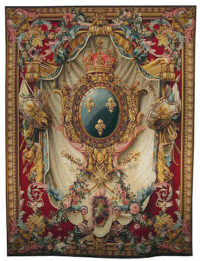 French Coat of Arms - burgundy tapestry - arms of France