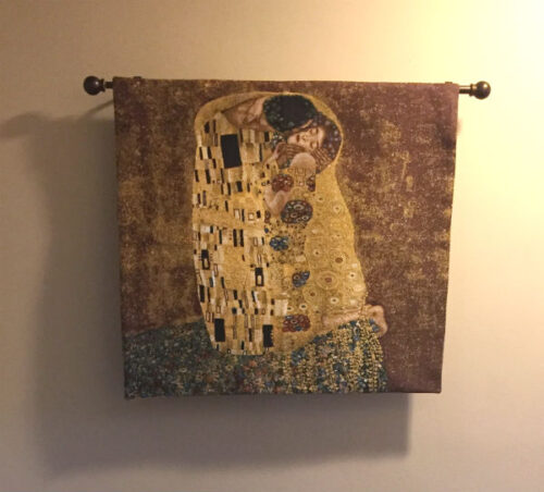 Tapisserie Murale Le Baiser De Klimt - Tissu Italien 16x16 Pouces - Charlotte Home