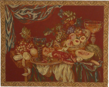 Still Life - wine colour Italian wall tapestry on sale