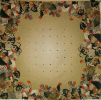 Cockerels tablecloth - roosters table cloth - woven in France