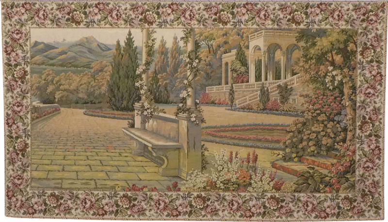 Lake Como Terrace Italian Tapestry Wall Hanging 
