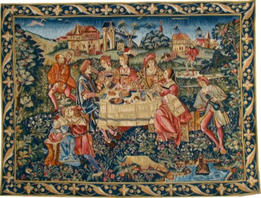 The Banquet tapestry - medieval wall-hanging woven in France