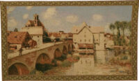 The Mill and Bridge - tapestry wallhanging woven in Italy
