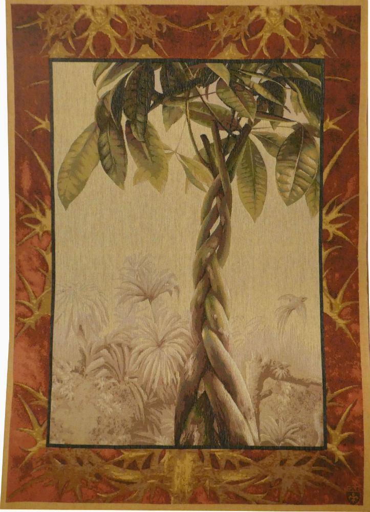 Tropical Ficus tapestry - fine French botanical wall tapestries