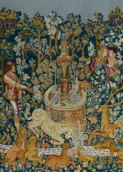 Unicorn at the Fountain - French medieval wall tapestry