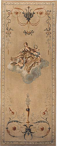 Gold Lady portiere tapestry - pair of slim tall wall-hangings
