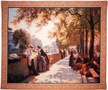 Bank of River Seine tapestry - Impressionist painting