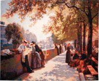 Bank of the River Seine tapestry - Impressionist scene