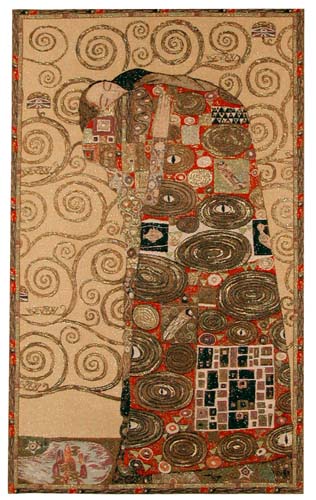 The Accomplishment tapestry is woven in France, from a painting by Gustav Klimt