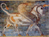 Winged Bull tapestry - ancient art wall tapestries