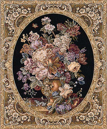 Floral Composition black tapestry - Italian tapestry wallhanging