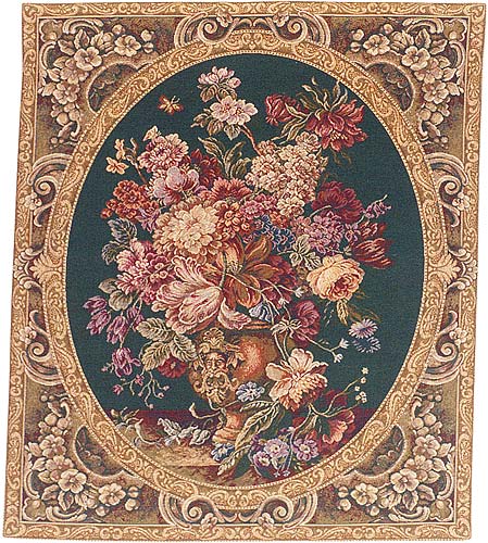 Floral Composition green tapestry - Italian wallhanging tapestries