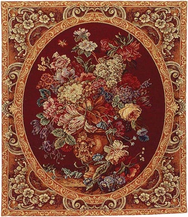 Floral Composition red tapestry - Italian wall tapestries