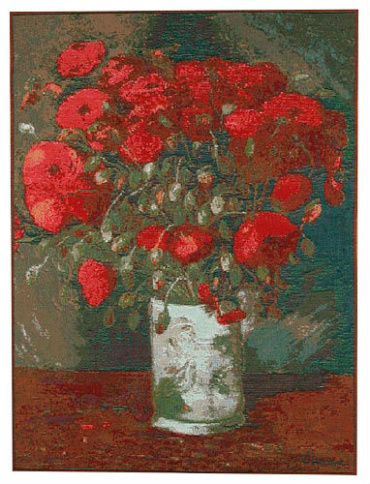 Van Gogh Vase with Red Poppies - French wall tapestry