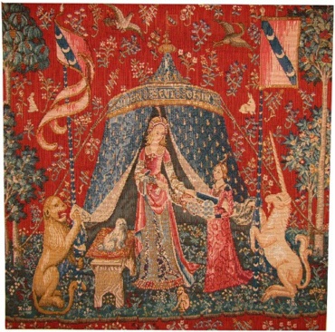 A Mon Seul Desir square tapestry - Lady and the Unicorn