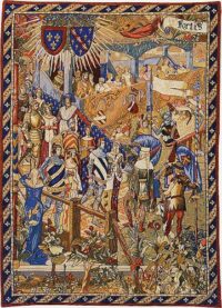 Before the Tournament left tapestry - jousting knights wallhanging