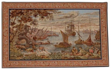 Venice Harbour Ships - tapestry woven in Italy on sale
