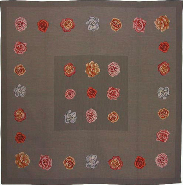La Vie en Roses tablecloth - woven in France - tapestry weave