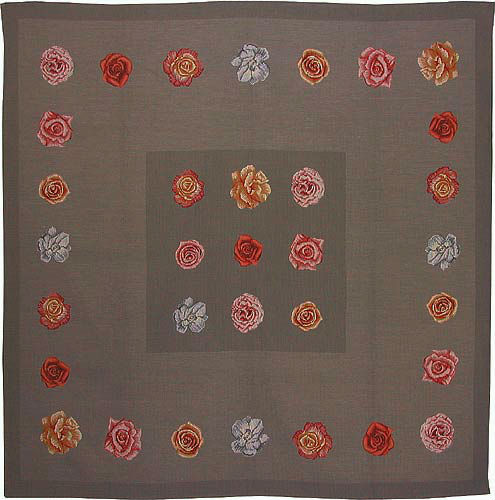 La Vie en Roses tablecloth - woven in France - tapestry weave