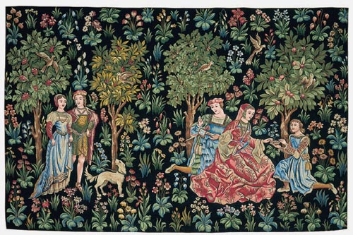 Scenes Galantes tapestry - mille fleurs wall tapestries