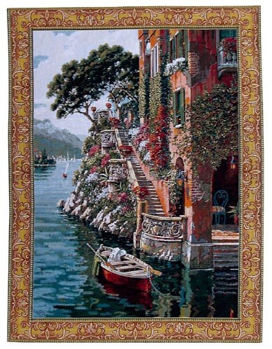 Lake Como Villa tapestry - Bob Pejman art tapestries
