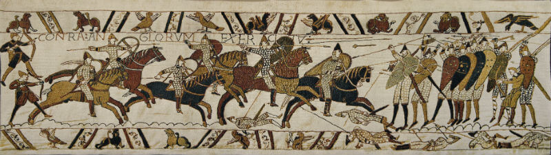NEW 44" X 18" TAPESTRY WALL HANGING REPRODUCTION OF PART OF THE BAYEUX TAPESTRY