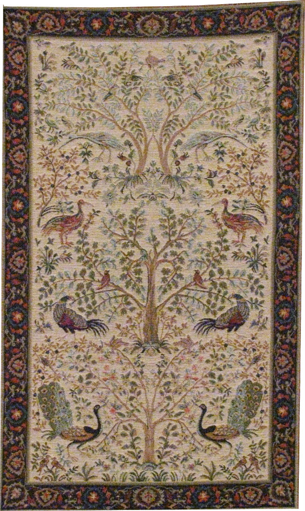 Trees and Birds tapestry - cream
