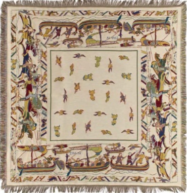 The Bayeux Tapestry throw - fringed French throw or tablecloth